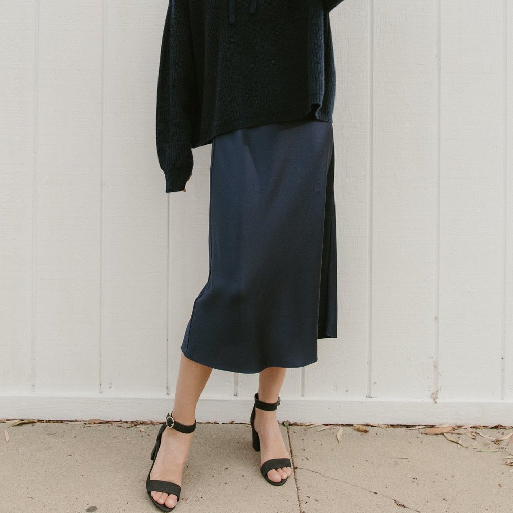 Jenni Kayne Silk Slip Skirt - Navy - Small